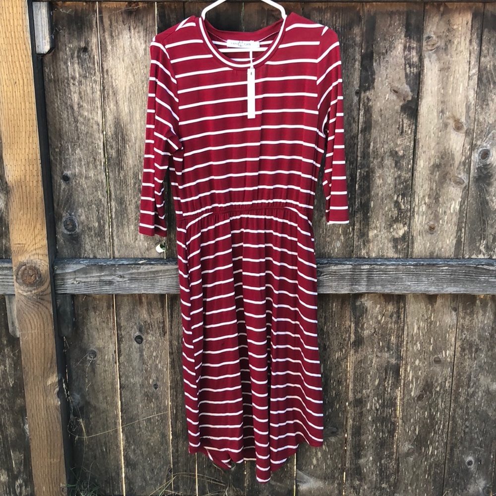 •‼️SALE‼️•NWT•Stripe Midi Dress• - Picture 2 of 5